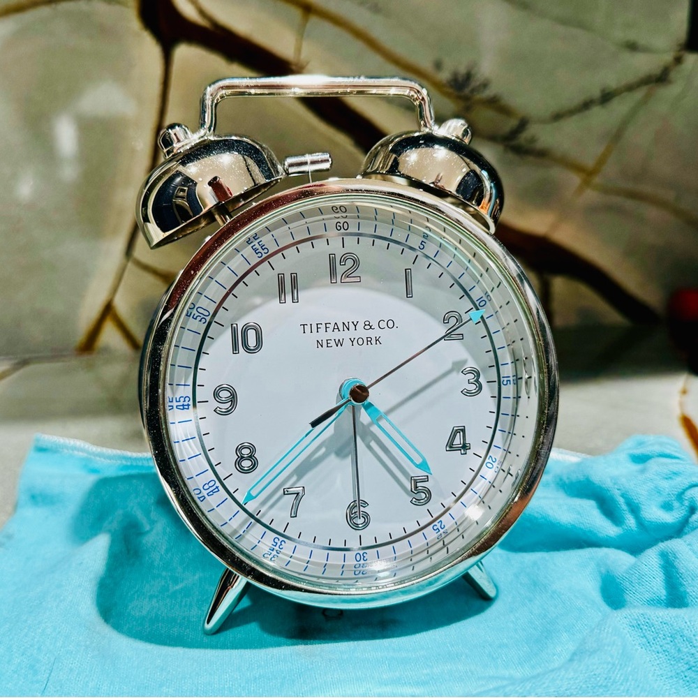 Tiffany & Co. Nickel Twin Bell Alarm Clock